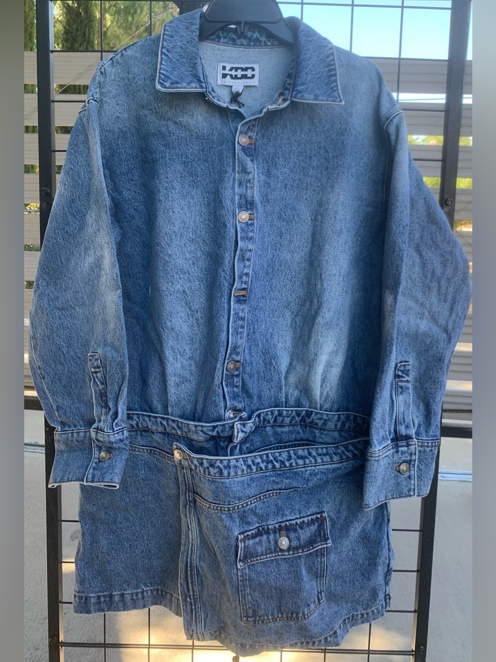 NWT KBB by Kahlana Asymm Blue Denim Shirt dress long sleeve